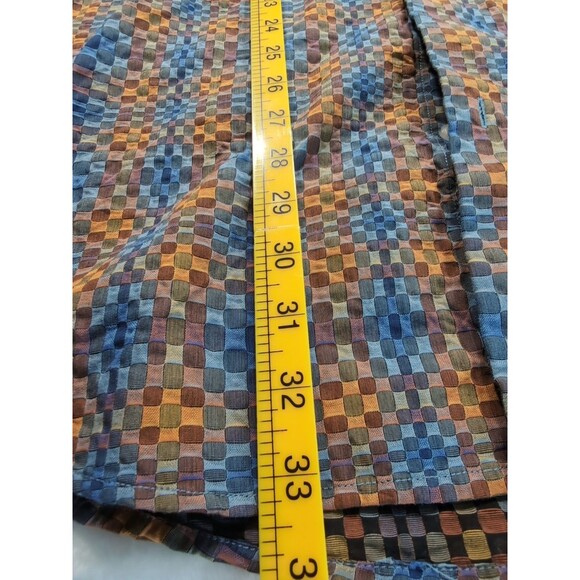 Steven Land Multicolor Square Geometric Pattern Dress Shirt 17 1/2 36/37 Tall - Picture 12 of 14